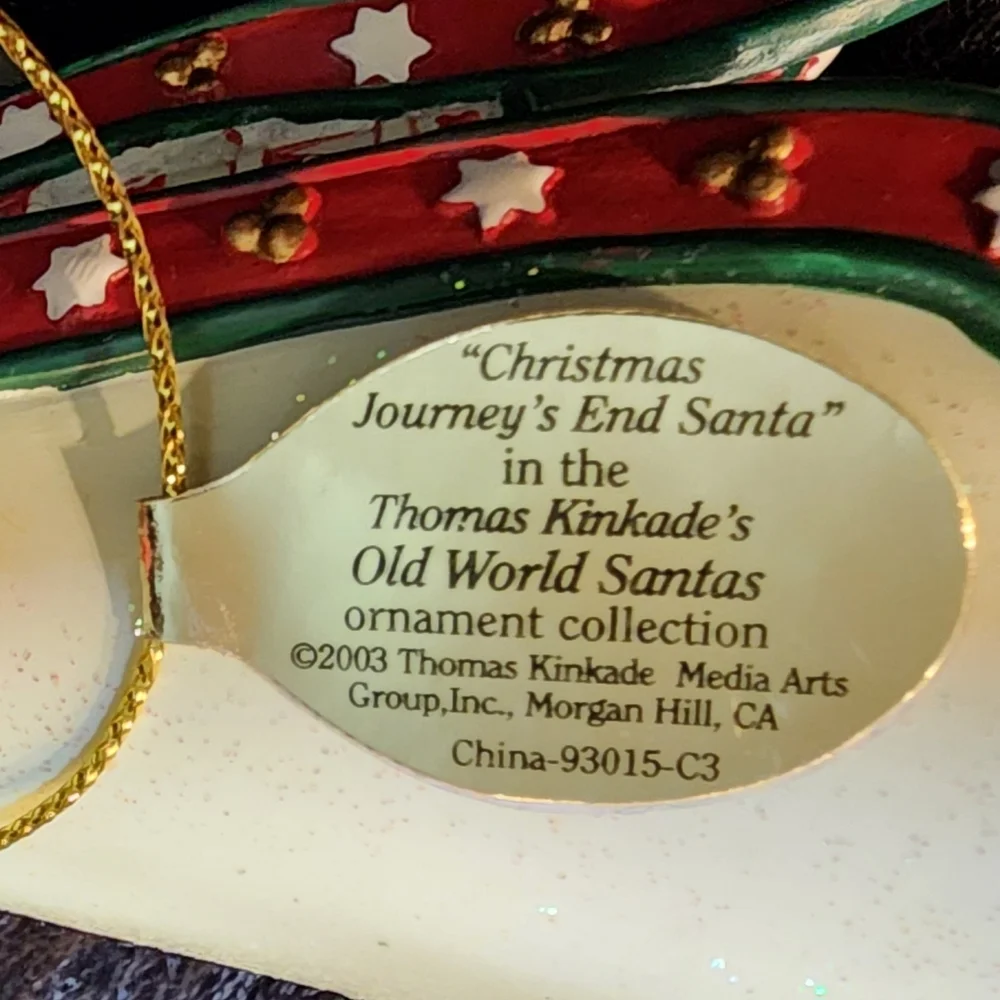 Set of 2 Thomas Kinkade Old World Santa Ornaments by Heirloom Ornaments